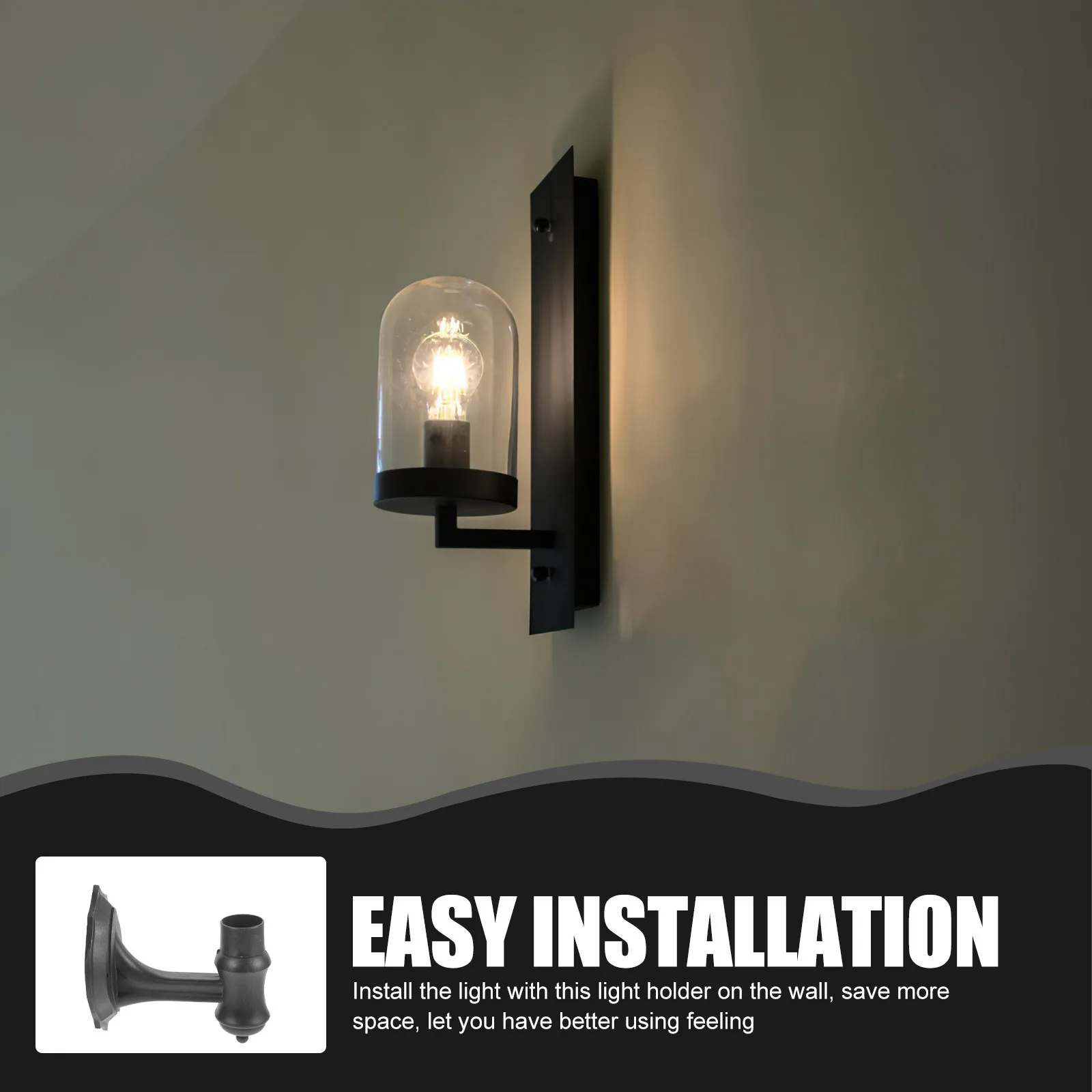2Pcs Plastic Wall Light Fixture Minimalist Industrial Lamp Holder for Garage Farmhouse Office Solar Wall Mounted Sconce