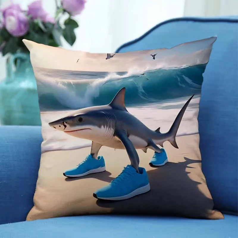 Funda de almohada italiana Brainrot Anime Tung Tung Sahur funda de cojín divertida Meme dibujos animados decoración del hogar 45x45cm funda de almohada regalo