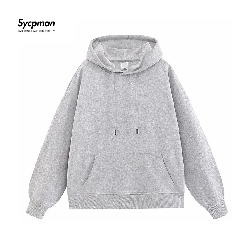 Cotton Pullove Hoodie Men Solid Color Tide Brand Long Sleeve Round Neck Hoodless Spring Autumn Terry Thin Coat Women Sweatshirt