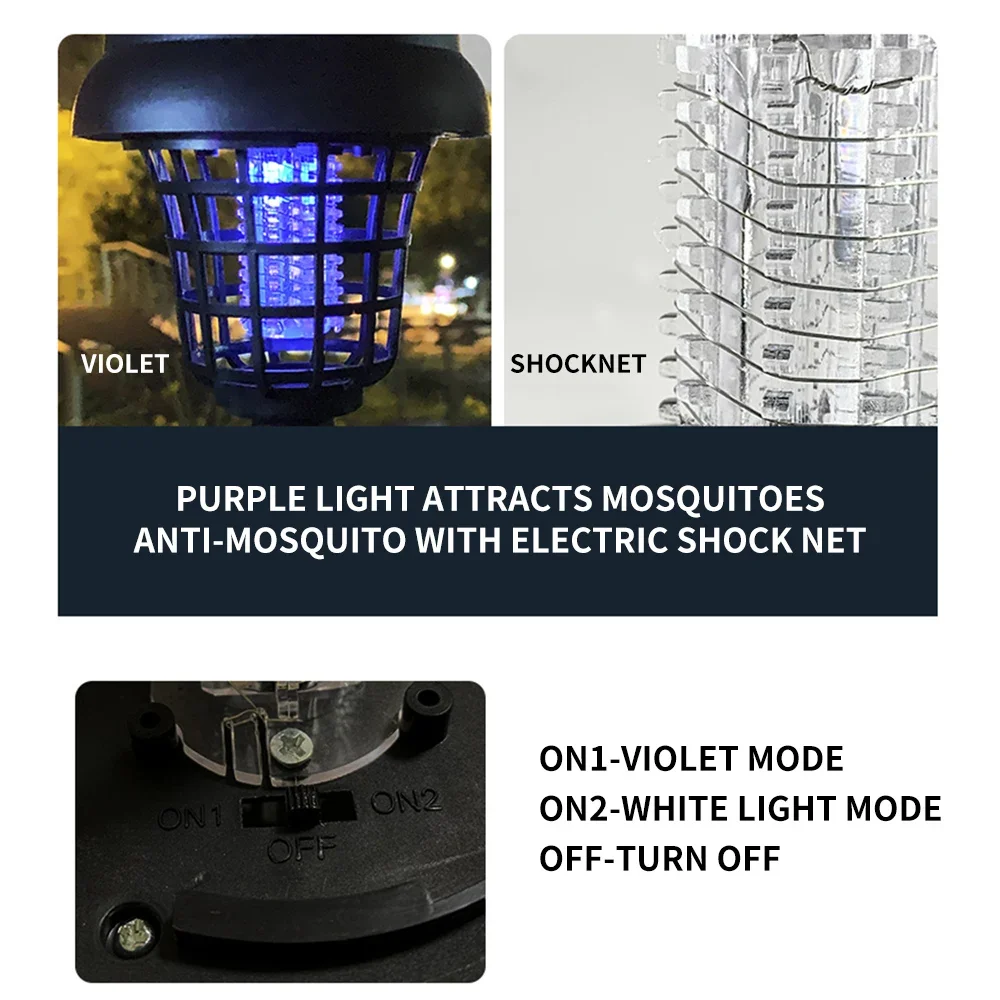 Lámpara Solar creativa para matar mosquitos, luz LED alimentada por energía Solar para decoración de jardín, repelente de insectos