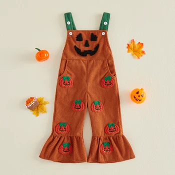 Pumpkin Corduroy Girl Overalls 1