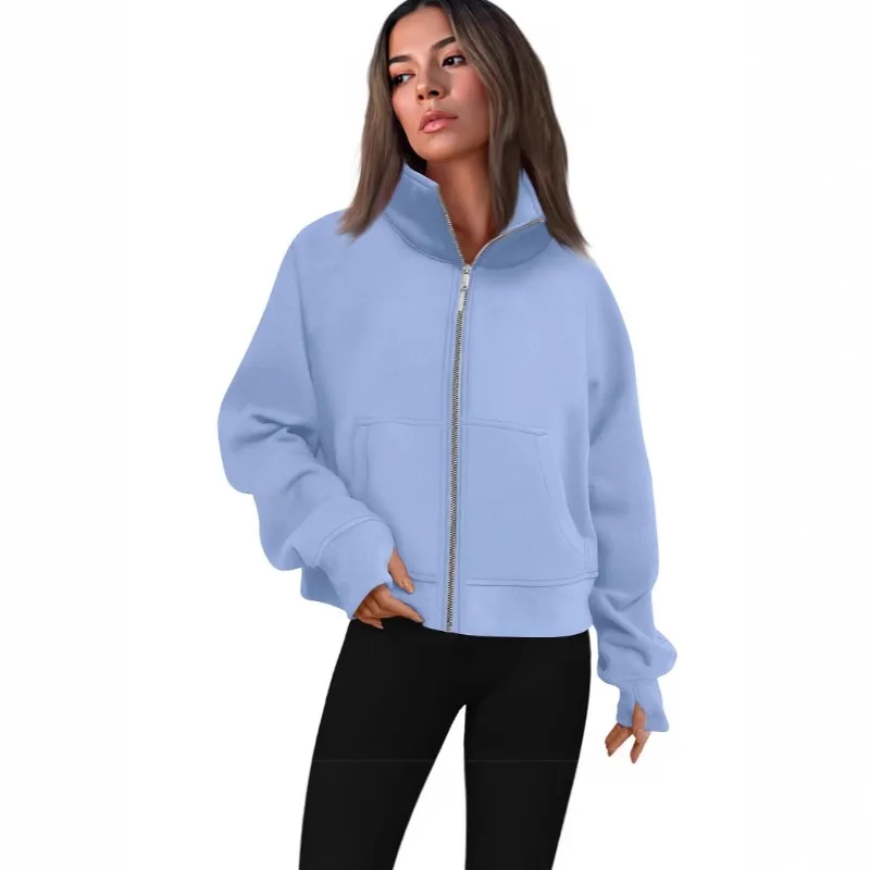 Women's Autumn Spring Top Coat Sweatshirt Zipper Stand-up Collar Simple Comfortable Loose Casual Design Niche Versatile Skinny