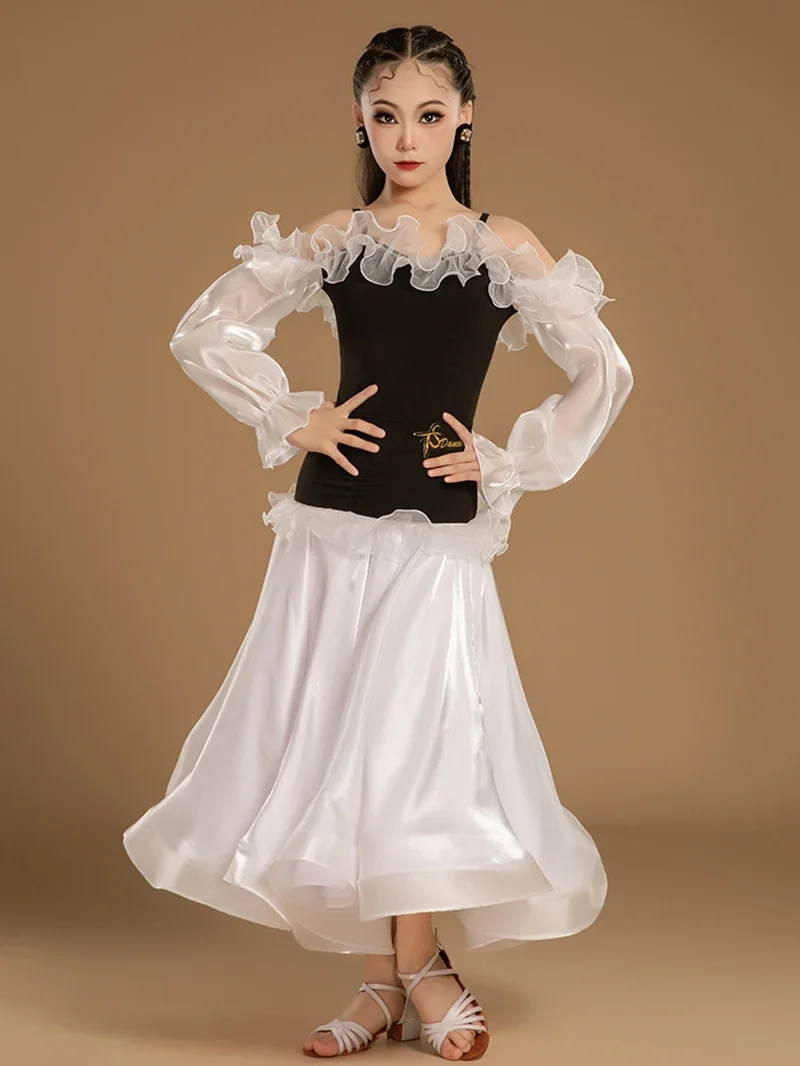 หญิง Stringy ตาข่ายโมเดิร์นเต้นรํา Waltz Art Exam ชุดห้องบอลรูมการแข่งขันการฝึกอบรมชุดมาตรฐานแห่งชาติ Dancewear เครื่องแต่งกาย