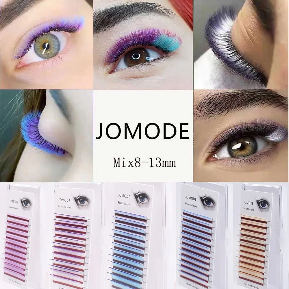 Gradient Red Green Blue Purple Color Eyelash Extension Individual Faux Mink Ombre False Eye colored Lashes Makeup Tool