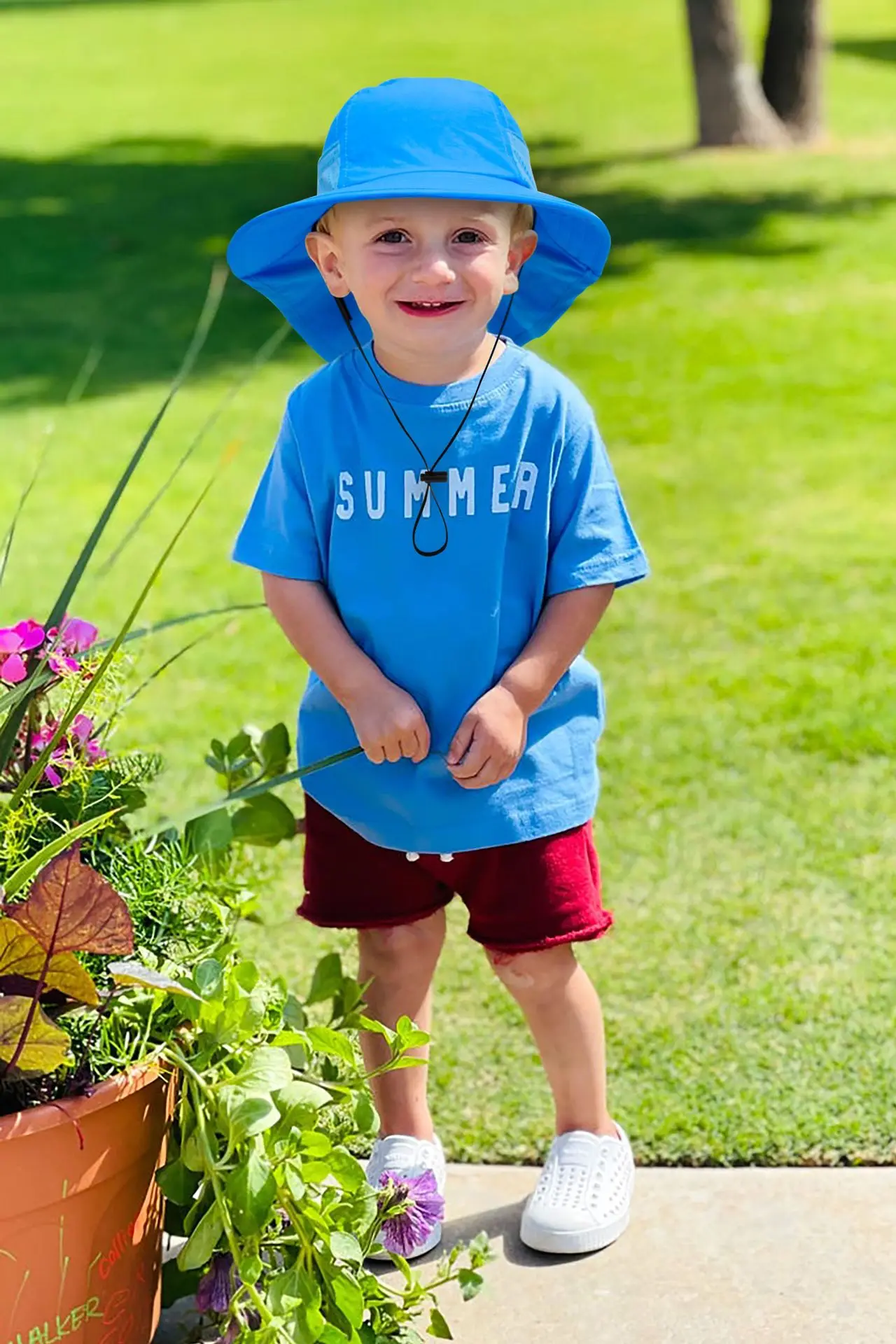 Verstellbare Fischermütze für Kinder, personalisierbar, für Frühling und Sommer, Baby, Sonnenschutz, Halsabdeckung, Mütze für Jungen und Mädchen, 2–6 Jahre, Strandkleidung – Detail 20