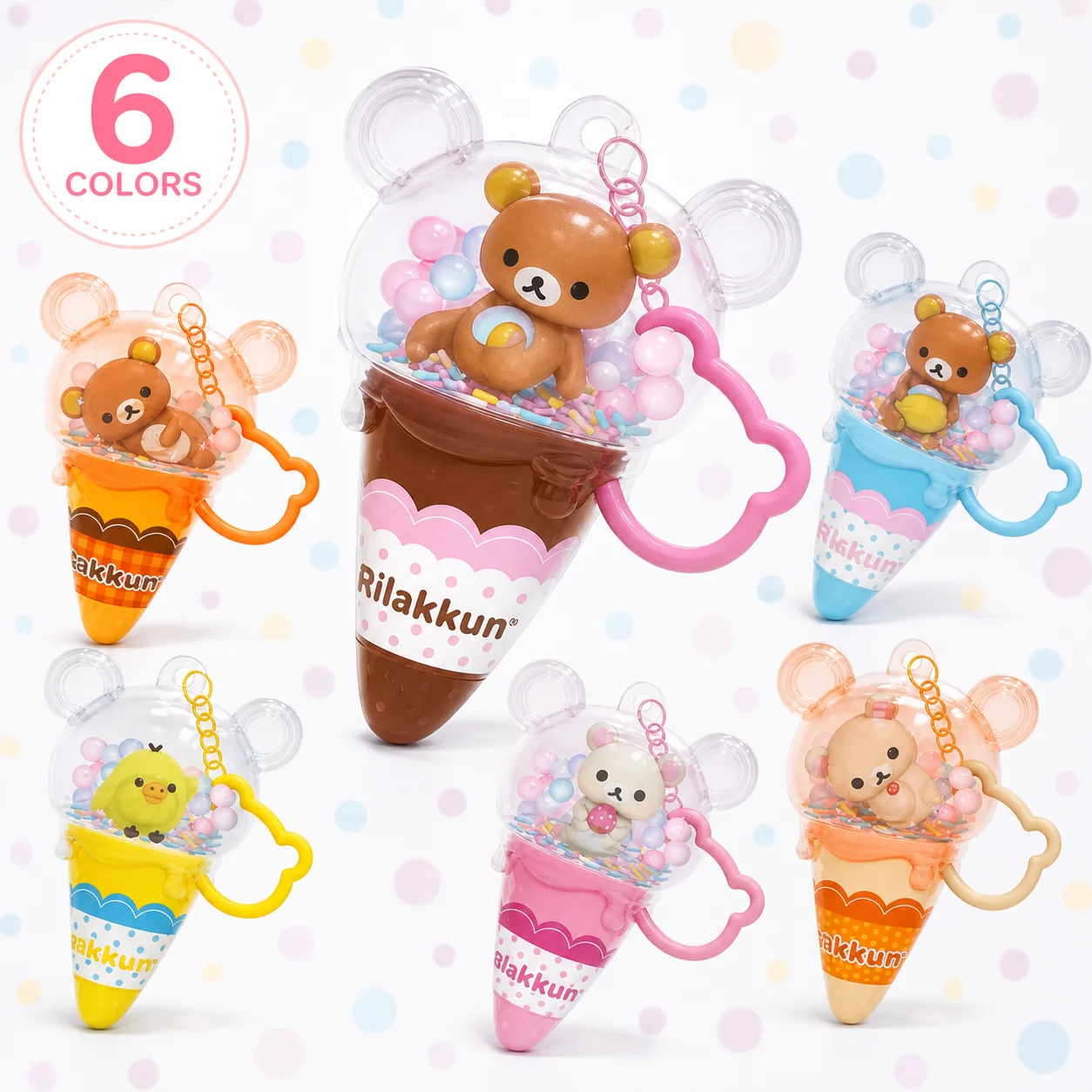 Llavero de Peluche con Forma de Helado Rilakkuma Original, Caja Sorpresa, Colgante, Material para Manualidades de la Serie Rilakkuma Japonesa