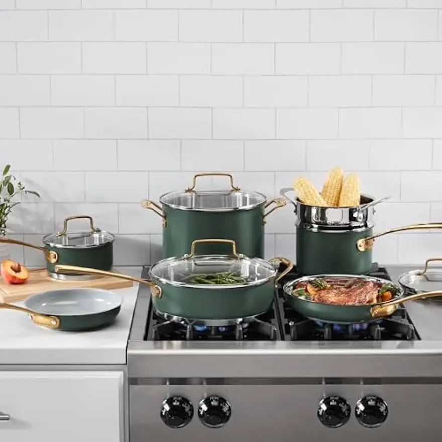 Cookware Set, 11 Piece Stainless Steel Cookware Pots and Pans, Home and Kitchen Durable Stainless Steel for Everyday Cooking, Ma