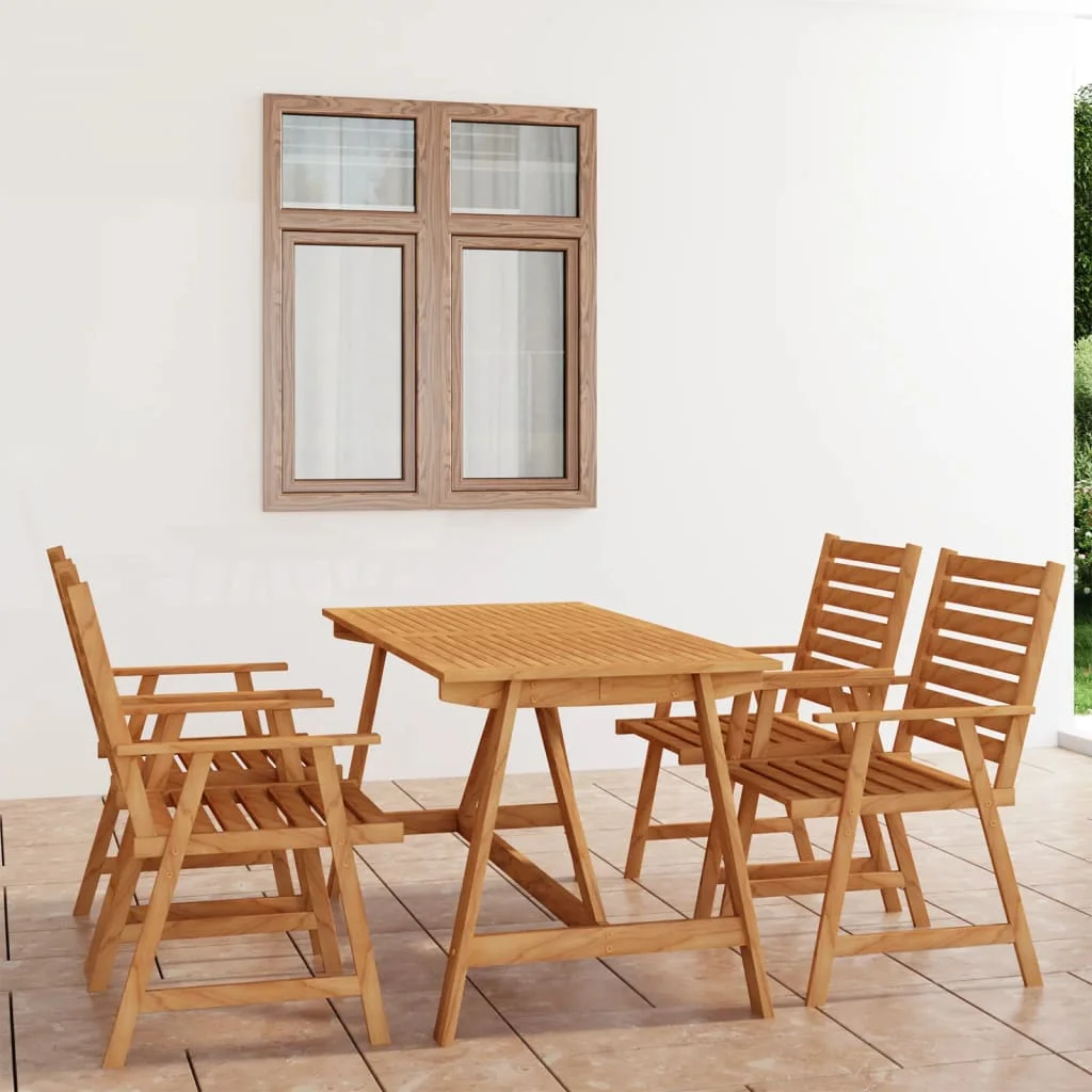 5 Piece Patio Dining Set Solid Acacia Wood D Outdoor Table and Chair Sets Outdoor Furniture Sets