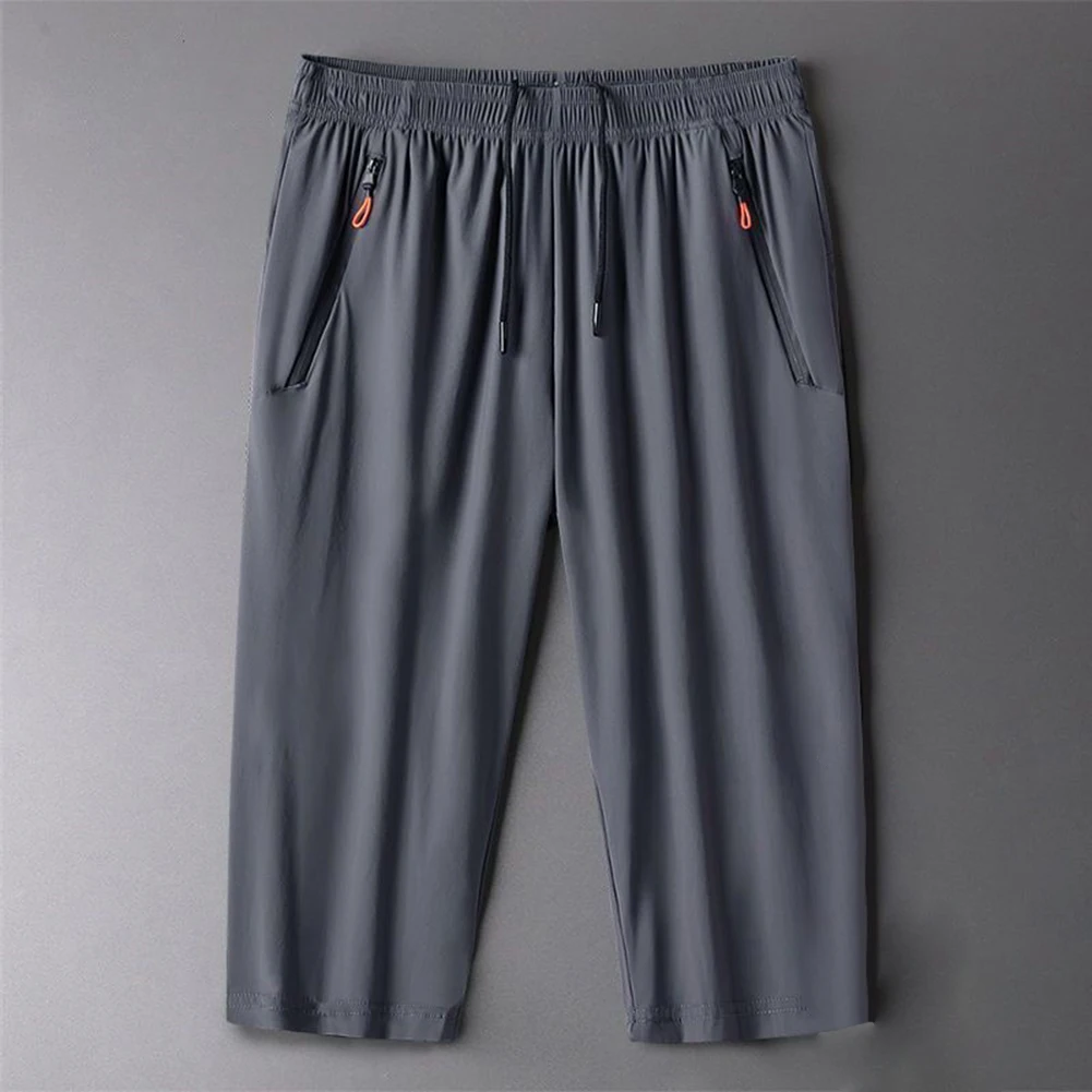 Men Ice Silk Loose Athletic Shorts for Summer Running Jogging Gym Training Quick Dry Elastic Waist Drawstring Short Pants