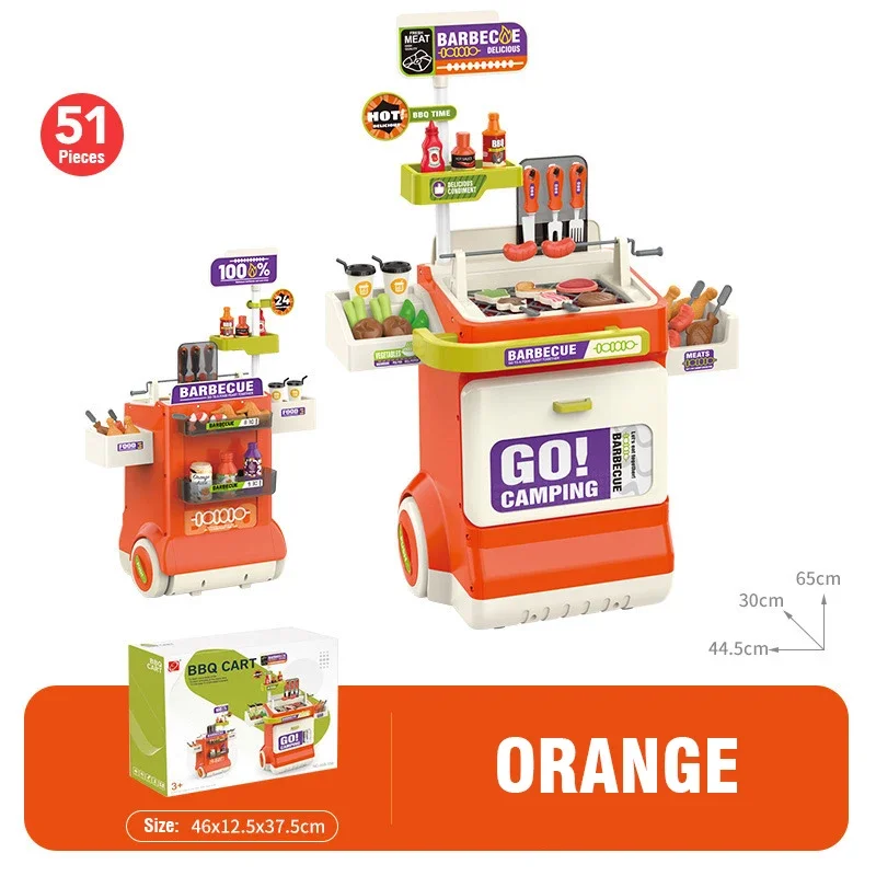 Simulare gioco di finzione Giocattolo da cucina per bambini Cucina Carrello per barbecue Chef Playset Accessori Luci Suoni per bambini Ragazze Ragazzo