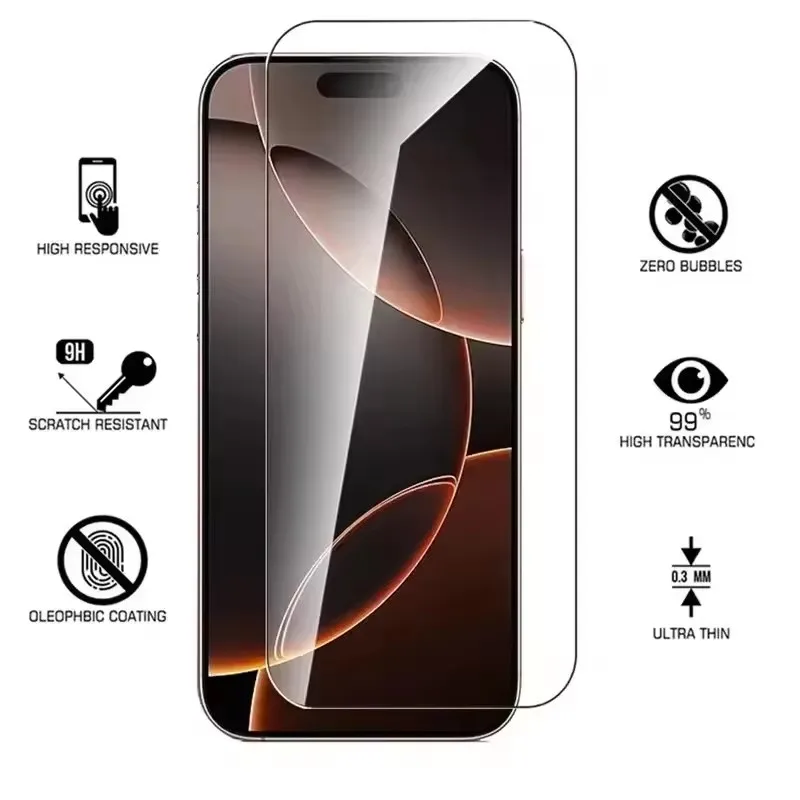 5Pcs Protective Glass For iPhone 15 14 13 12 11 16 Pro Max Mini Screen Protector For iPhone 16E XR X XS 7 8 Plus Tempered Glass