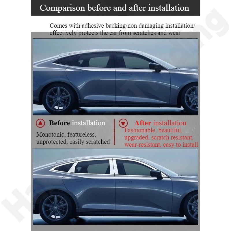 

for Changan UNI-V‌ 2022 Stainless steel window trim/Black Warrior door and window gloss strip