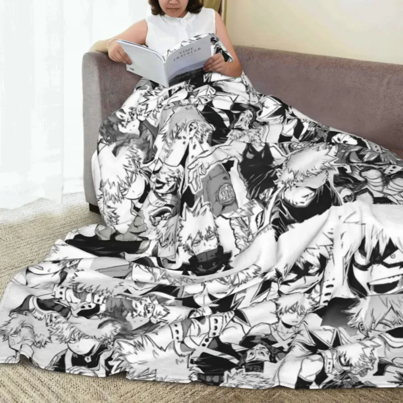 Katsuki Bakugo Flannel Decoration My Boku No Hero Academia Portable Throw Blanket for Home Couch Bedspread