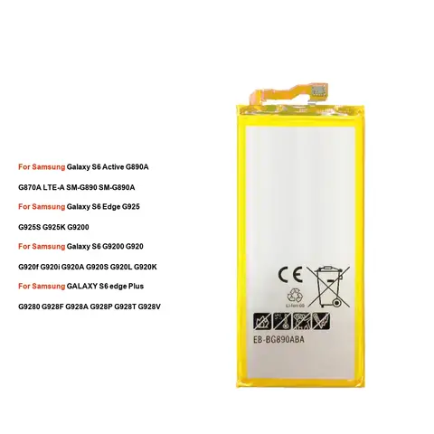 EB-BG925ABE EB-BG925ABA EB-BG890ABA EB-BG928ABE EB-BG928ABA For Samsung Galaxy S6 Active G9200 Lte Edge Plus Battery