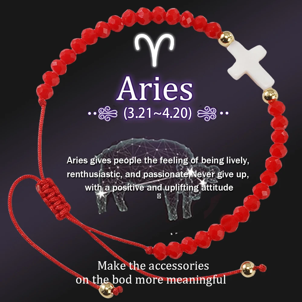 Go2boho زودياك سوار مجموعة قابل للتعديل اليدوية مطرز مجوهرات الصليب قلادة هدية عيد الحب للنساء الرجال عيد ميلاد