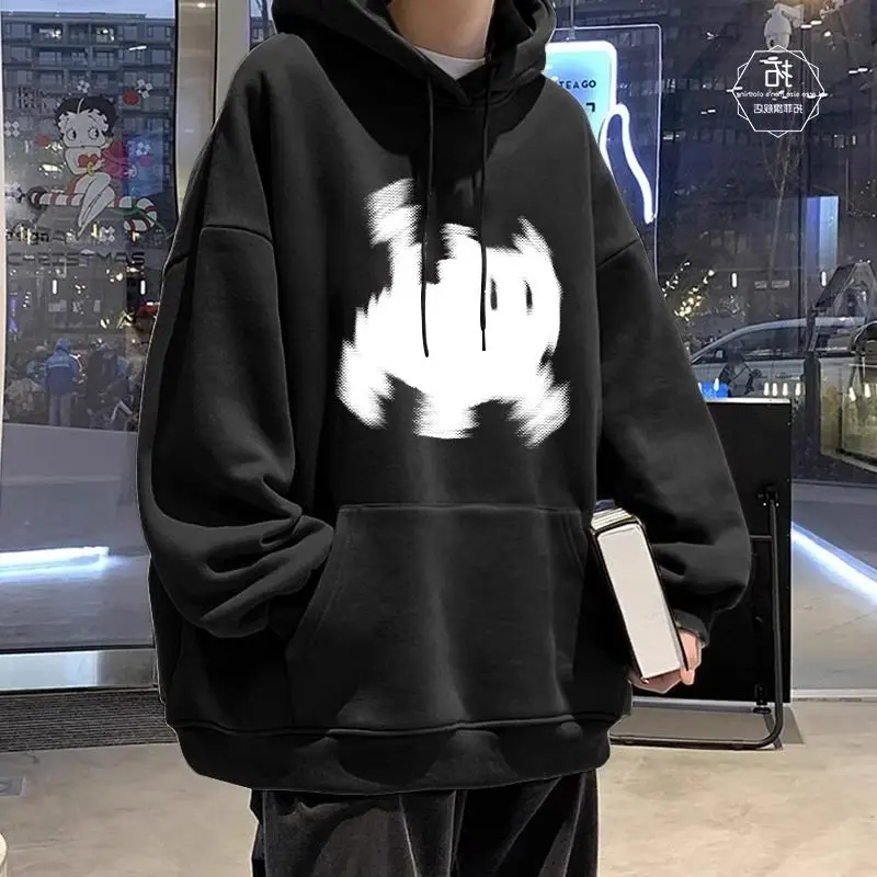 Silver fox velvet pure cotton hooded sweatshirt popular winter thickened Hong Kong style loose and versatile couple jacket trend