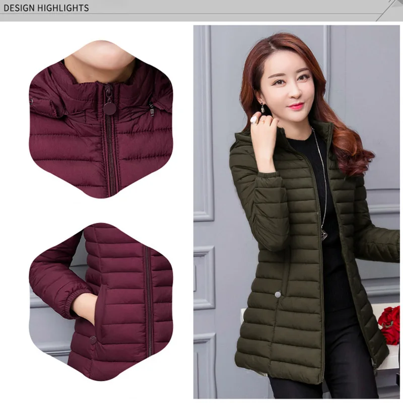 Jacket Women Ultra-light Thin Down Cotton Coat 2022 Autumn Winter Slim Hooded Warm Outerwear Female Jacket Cotton Padded Parka