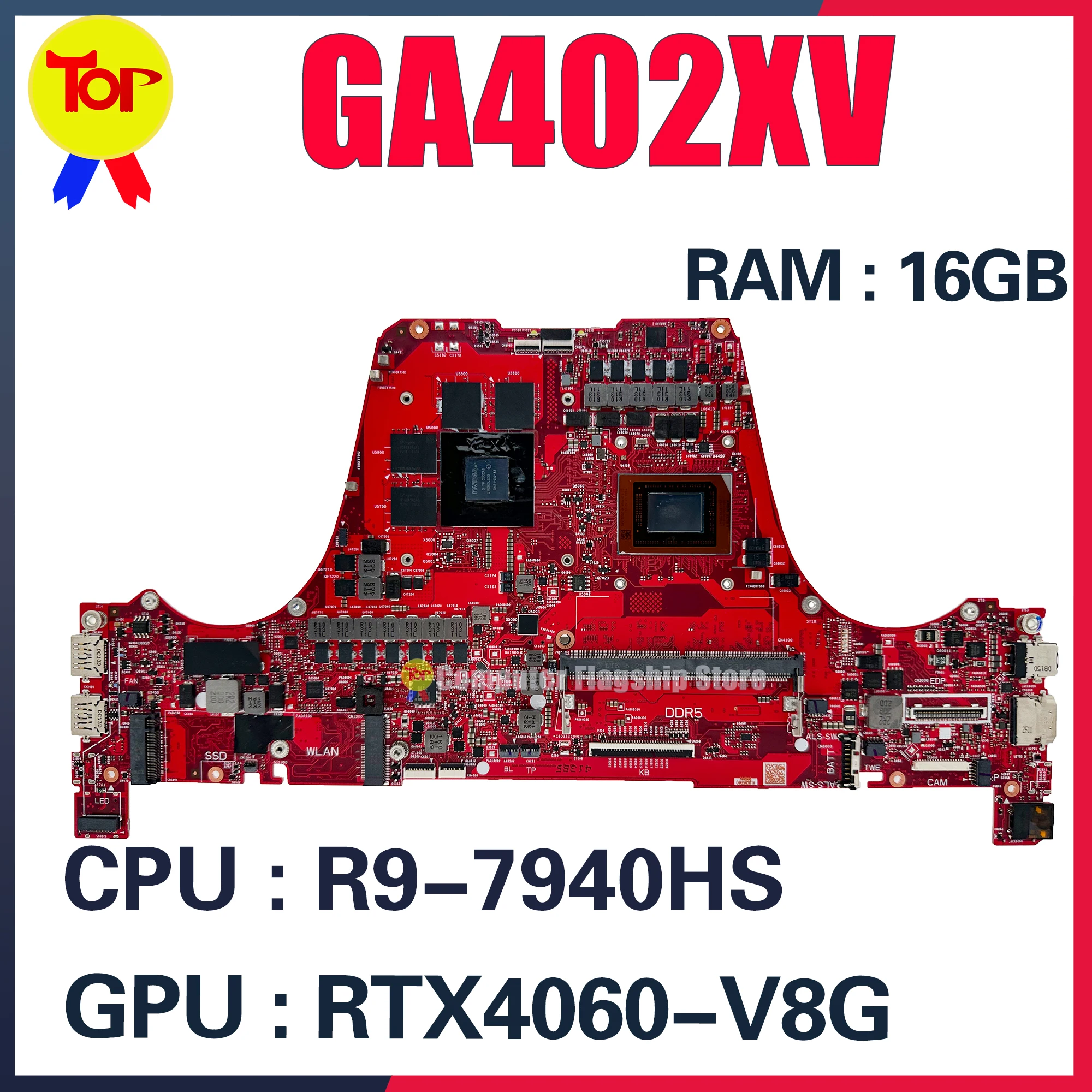 KEFU GA402XI Mainboard For ASUS ROG Zephyrus G14 Gaming GA402XV GA402X Laptop Motherboard R9-7940HS 16GB-RAM RTX4070 RTX4060