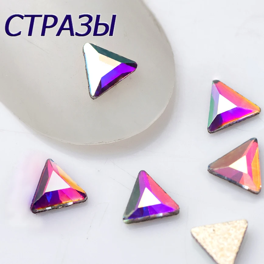 

3mm 20pcs Flat Top Triangle Nail Art Rhinestone Clear/Crystal AB Flatback Non Hotfix Glass Crystal for DIY Nails Decoration