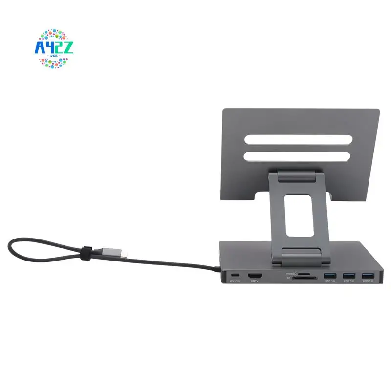 

A42Z-Док-станция Подставка для ноутбука Многопортовый концентратор из алюминиевого сплава PD USB3.0 Подставка SD TF Слот Гигабитная док-станция Ethernet