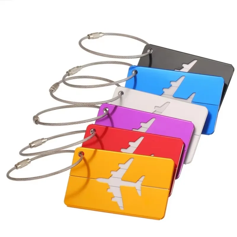 

Aluminum Alloy Travel Luggage Tag, Suitcase Tag, Airplane with Name, Anti-loss, Solid Color Travel Accessories
