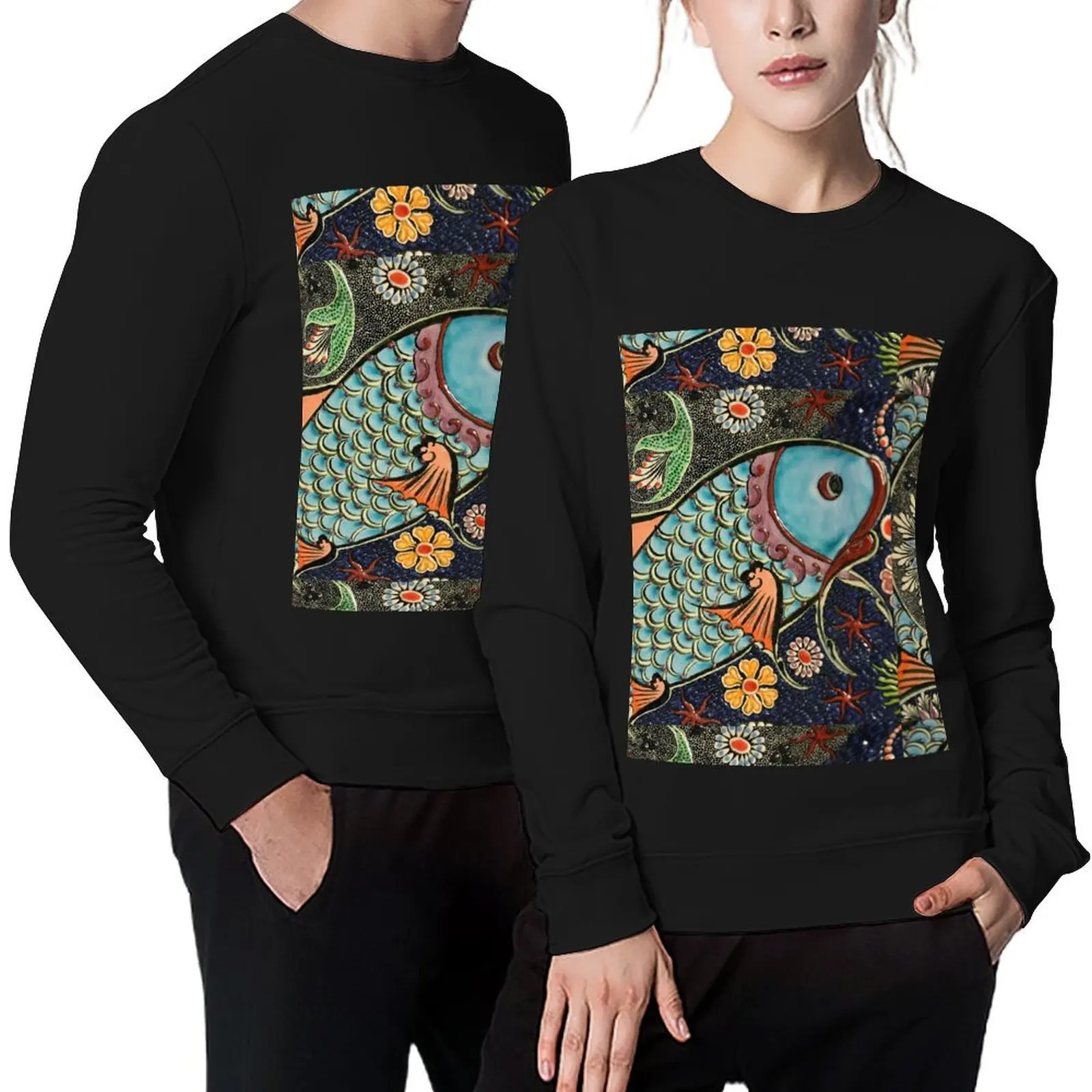 

Asian Style Art - Fish Pullover men's winter sweater tracksuit men autumn jacket men anime clothing sports sweatshirt man