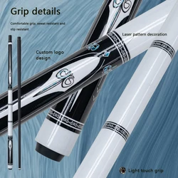 High Quality Carbon Pool Cue with 13mm Tip  Durable White and Black Design for 9 Ball and Carom Billiards Play