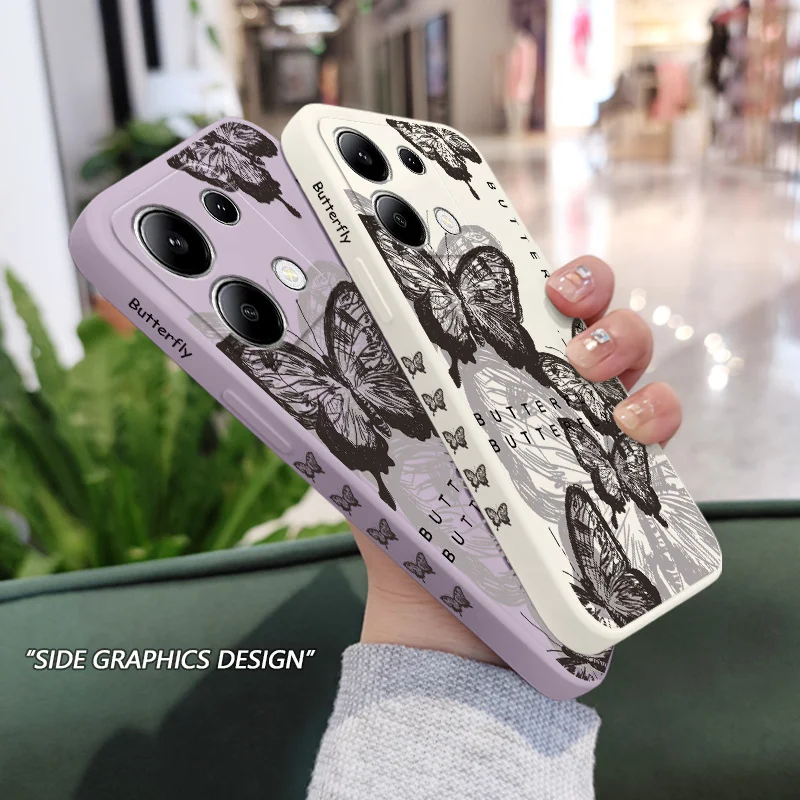 Custodia per telefono Oriental Butterfly per Xiaomi Redmi Note 13 12 12S 11 11S 10 10S 9 9S Pro Plus 4G 5G Cover in Silicone liquido