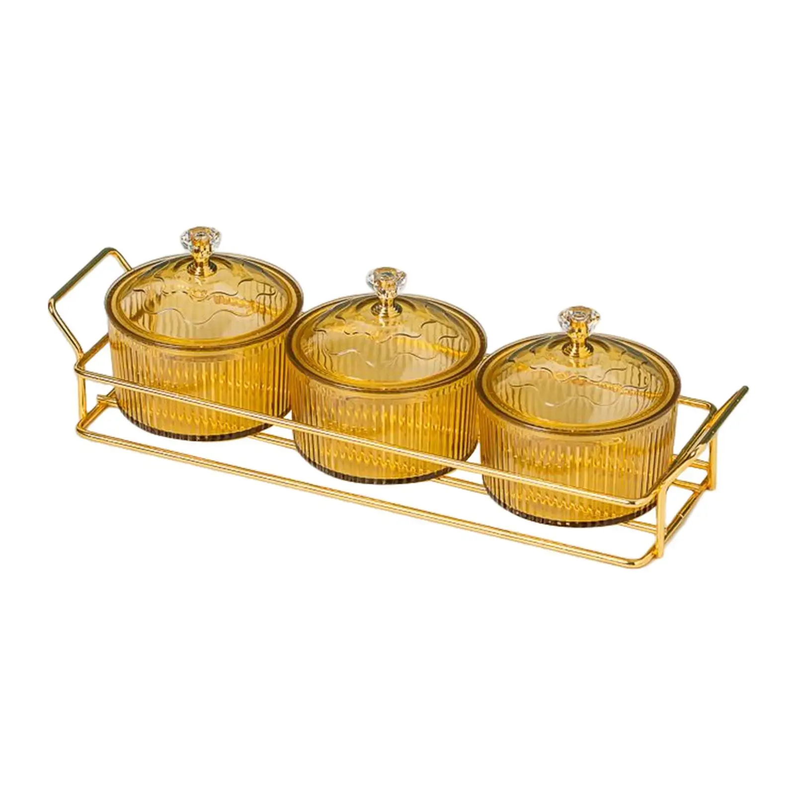 حاوية تخزين أطباق الوجبات الخفيفة، صينية فواكه لسطح الطاولة، 6 أوعية ذهبية