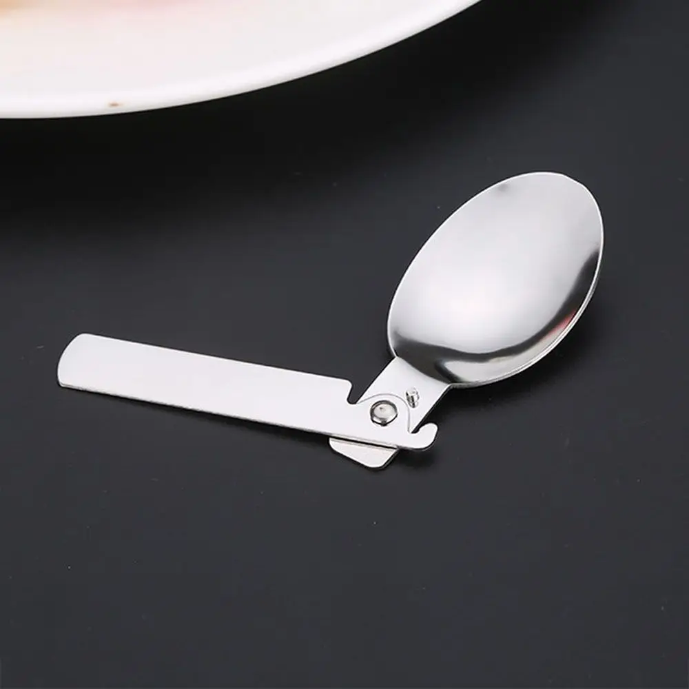 Stainless Steel Folding Spoon Portable Travel Tableware Soup Spoon Ice Cream Dessert Spoon Coffee Tea Spoon Kitchen Tool