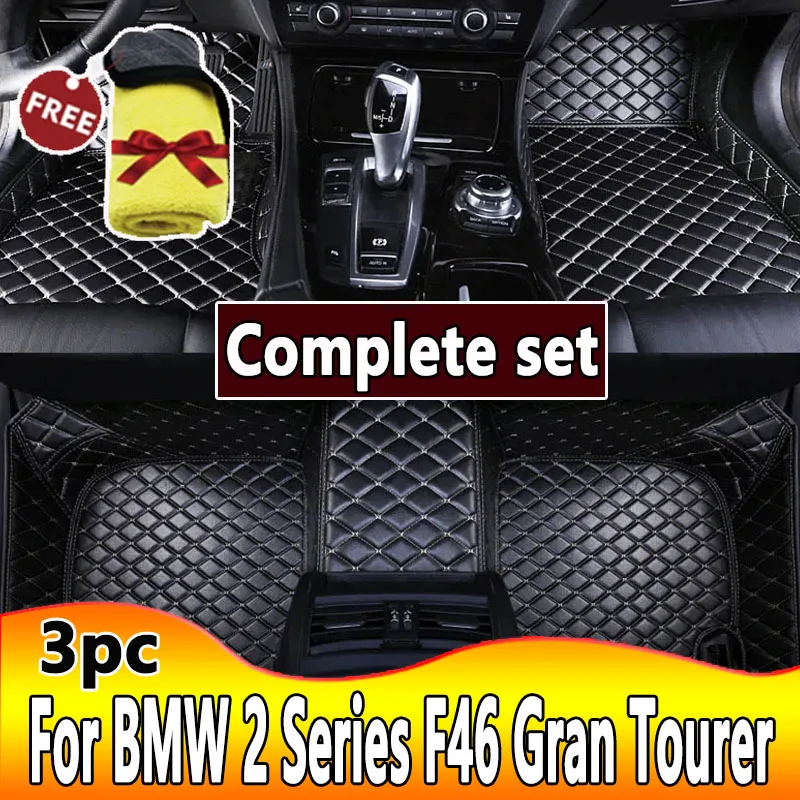 

Car Floor Mats For BMW 2 Series F46 Gran Tourer 7seat 2015~2022 Anti-dirt Carpets Rugs Luxury Leather Mat Rugs Car Accessories