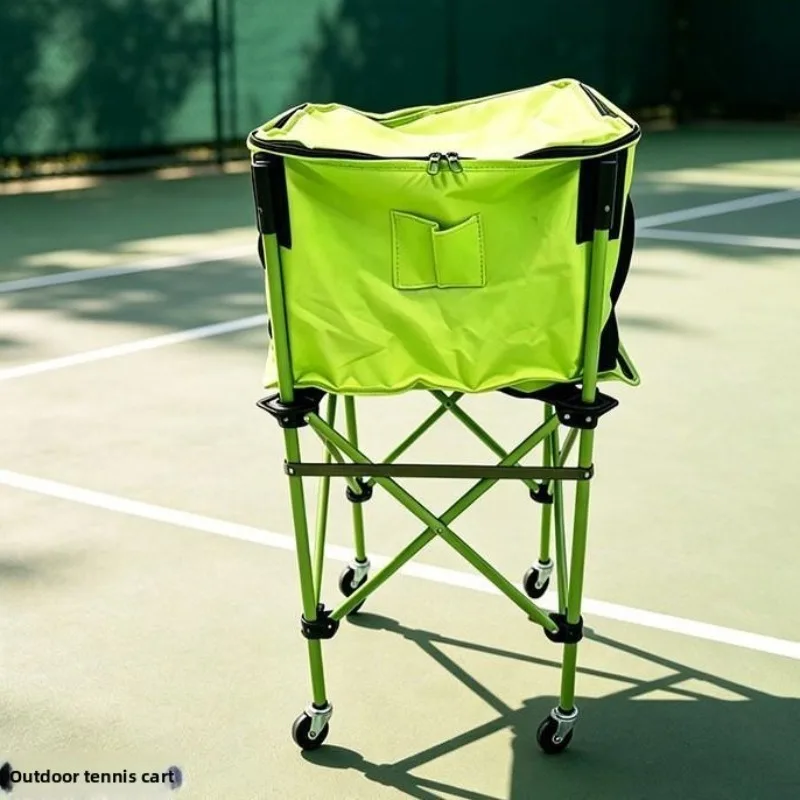 Foldable Tennis Cart Outdoor Camping Storage Basket Racket Holder Pickleball Training Outdoor Camping Storage Rack and Basket