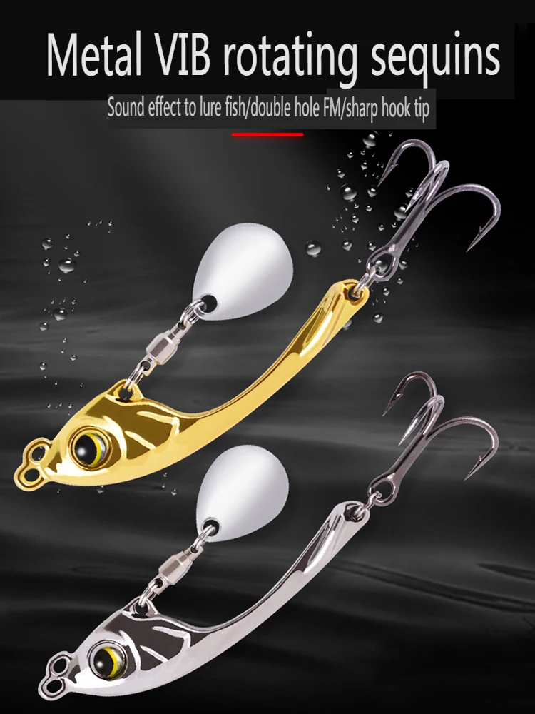 

PD fishing gear Spinner Bait 10g 15g 20g Metal Vib Fishing Lure Trolling Rotating Spoon Wobbler Sinking Hard Bait With Sequin