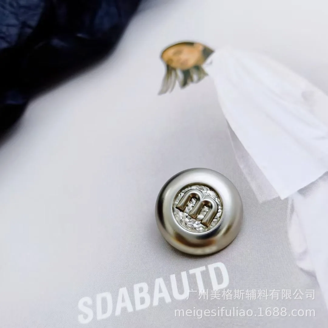 Stylish High-grade Curved Metal Buttons, Alloy Hand-Sew Fasteners for Wool Coats and Suits