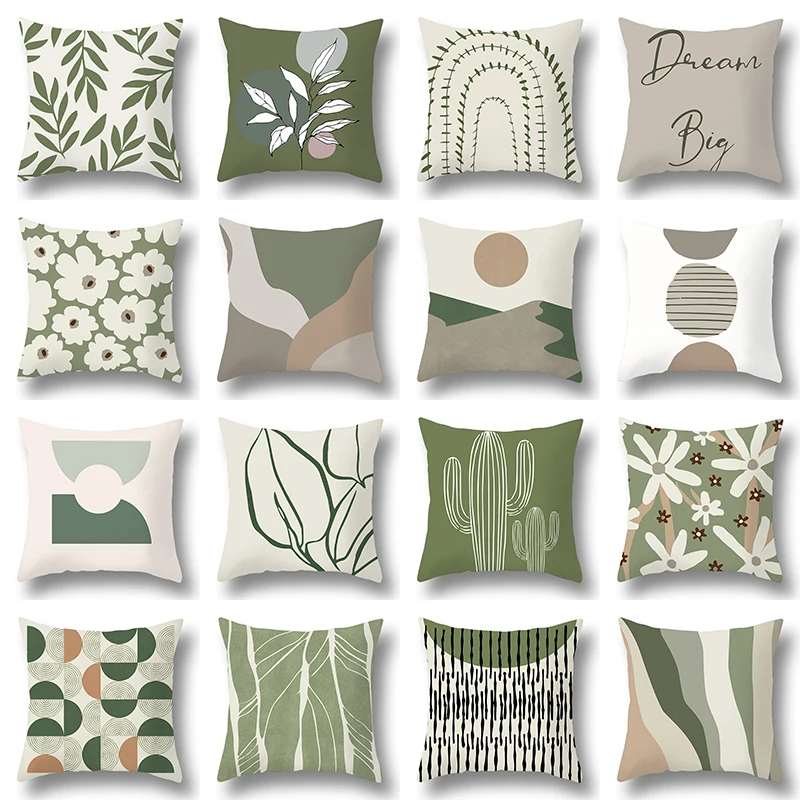 45x45cm Green Plant Sofa Cushion Comfortable Pillow Office  Cover Living Room Home Decor Modern Printed Pillowcase