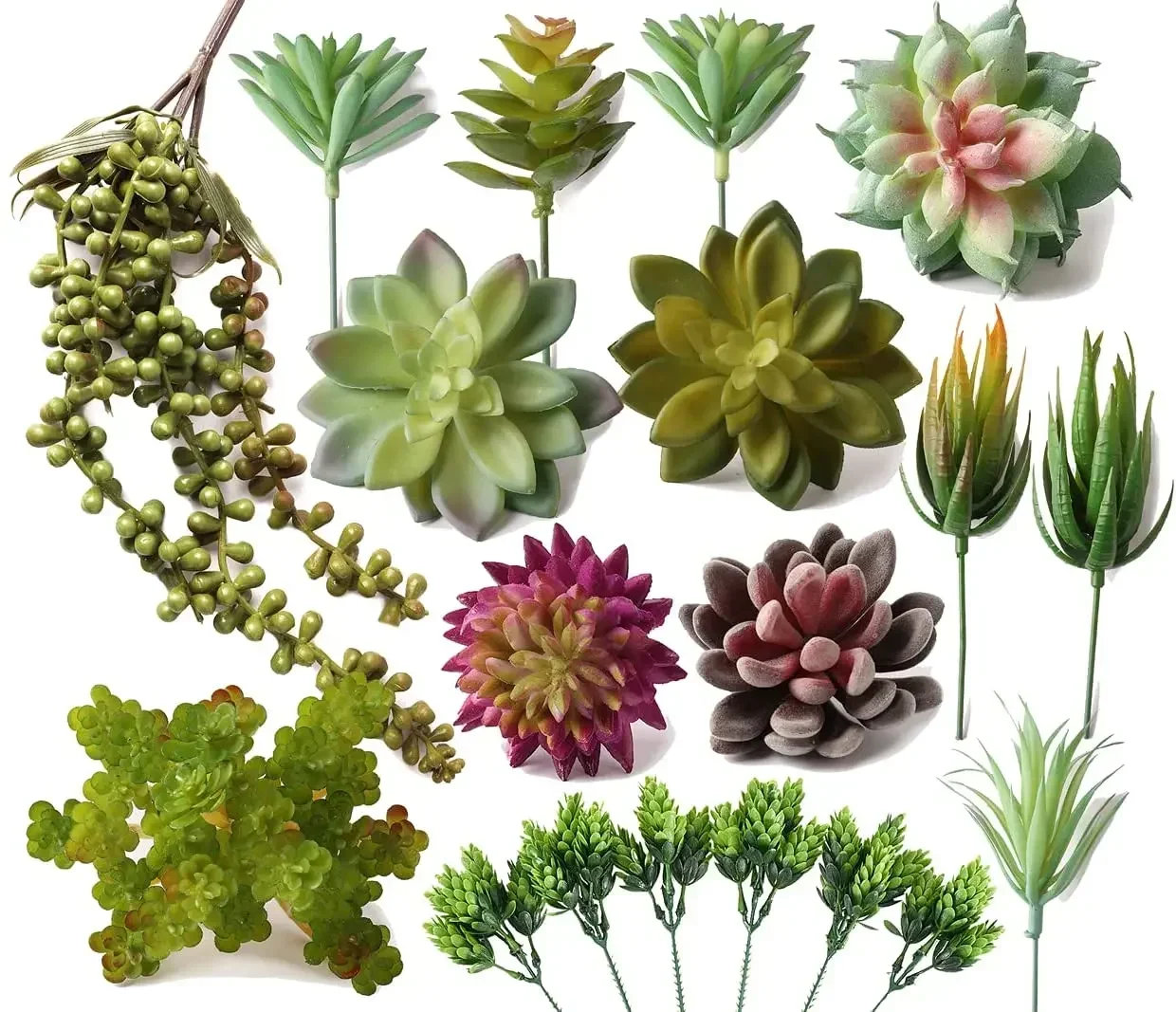 Pack of 19 Artificial Succulent Plants Faux for Indoor and Outdoor  Home Office Party Decoration Flocking Texture