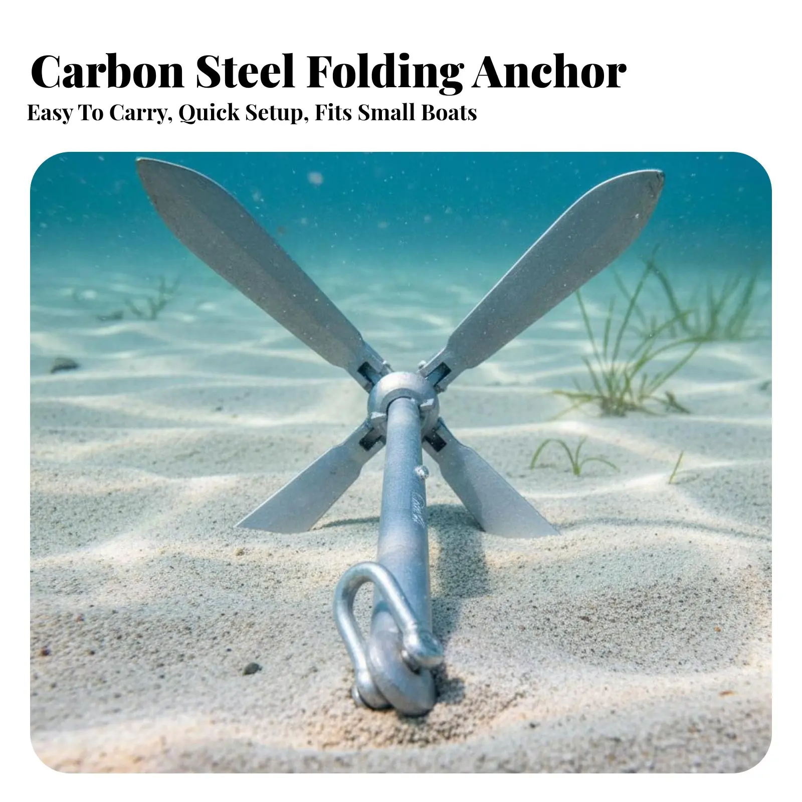 

4-Prong Boat Anchor Foldable Design 4-Prong Boat Anchor Boating Equipment Strong Holding Power Portable for Fishermen, Anchoring
