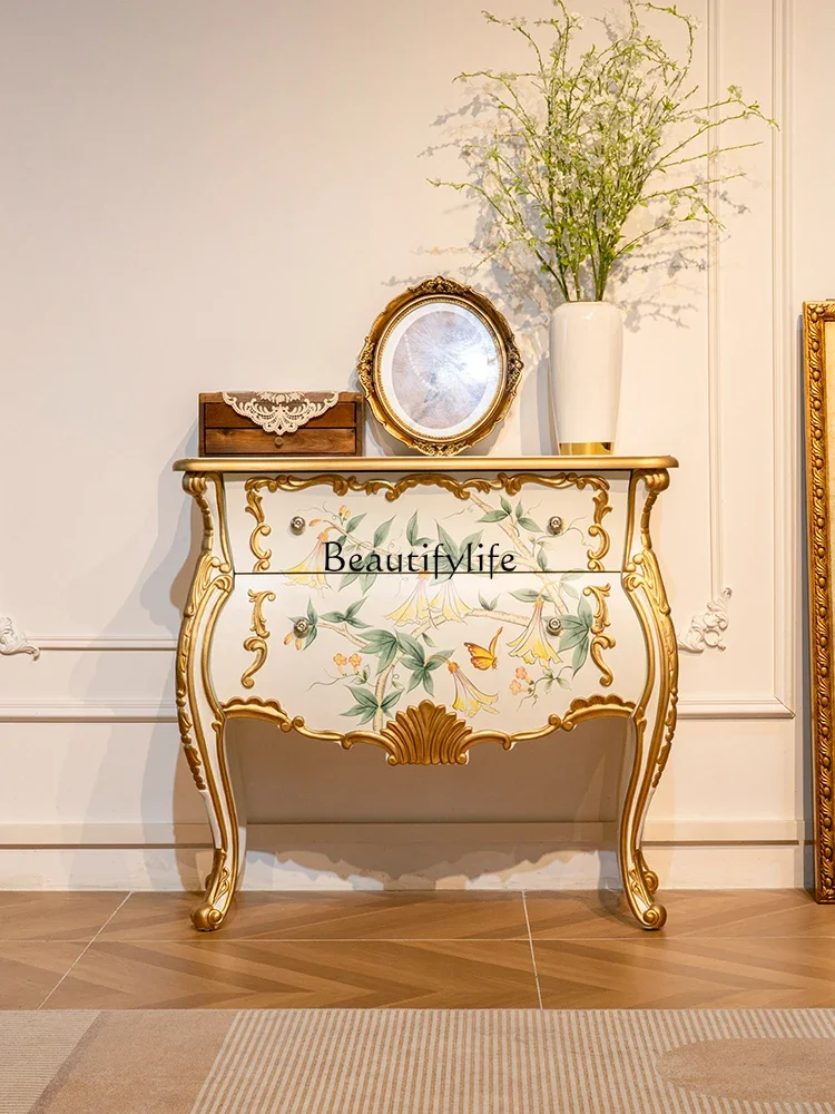 

yj19 French-style Light Luxury Entryway Cabinet Chinese-style Solid Wood Storage Cabinet
