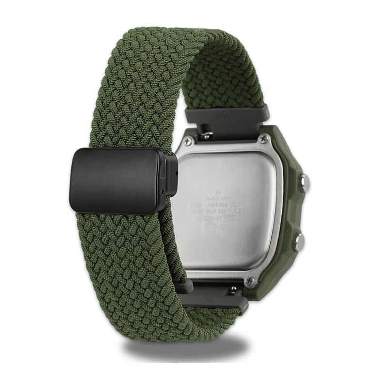 카시오 AE-1200WHD/A158/A168/F91W/A159/A169 마그네틱 버클 경량 스트랩 팔찌용 탄성 나일론 퀵 릴리스 시계 밴드