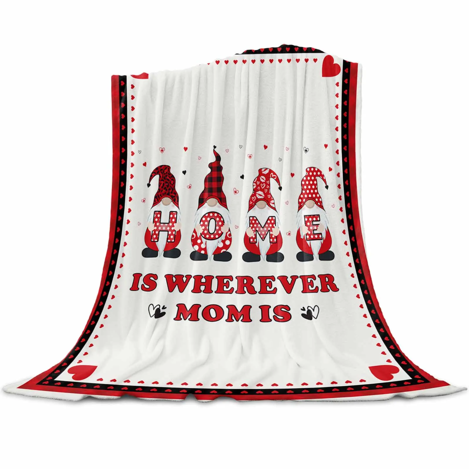 

Home Is Wherever Mom Is Luxury Throw Flannel Machine-washable Blankets for Sofa Couch and Bed