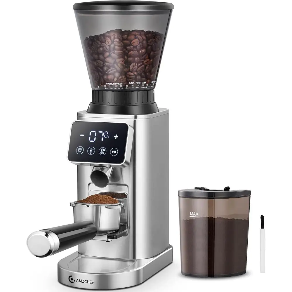 

Coee Grinder, Burr Coee Bean Grinder or Home Use with 48 Precise Grind Settings, Detachable unnel Stand or , LED Control Panel,
