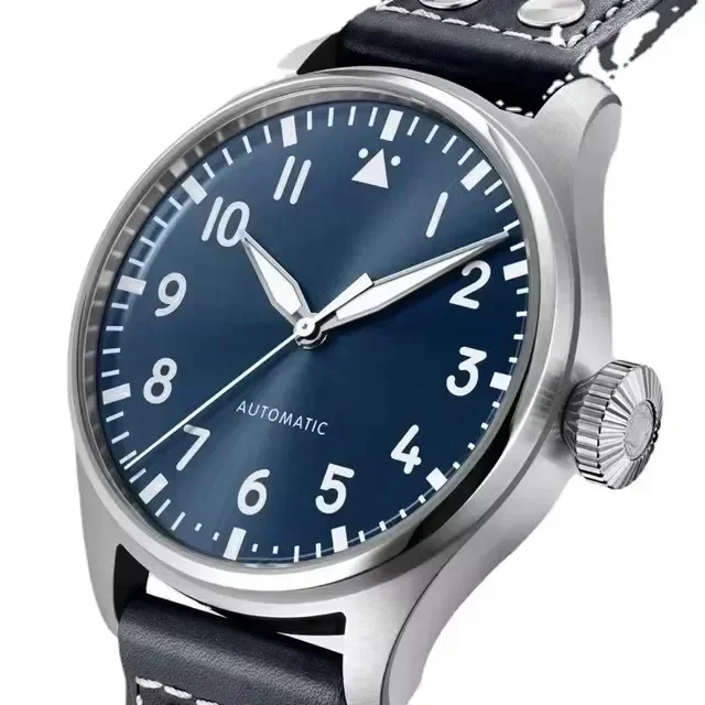 Luxury New Automatic Watch for Men Mechanical Watches Stainless Steel Strap Black Blue Pilots 43mm