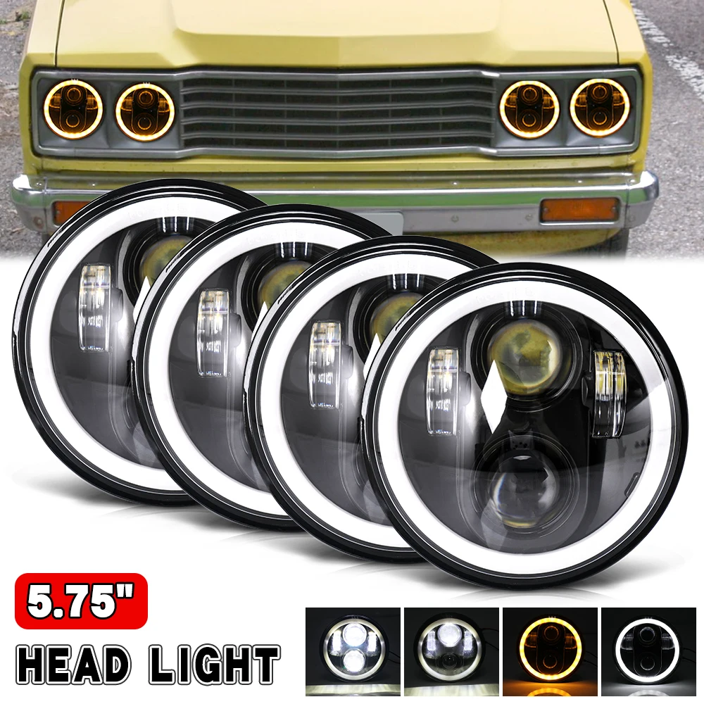 Newest 5.75 Inch/7inch Motorcycle LED Headlight Halo Angel Eyes DRL Turn Signal for 5 3/4