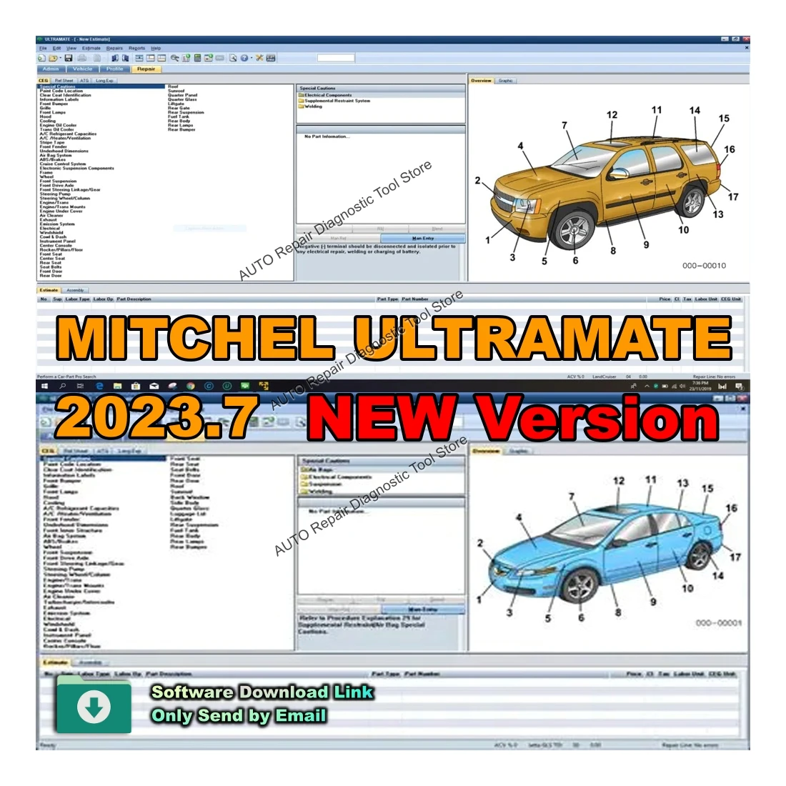 2025 NEW Mitchel UltraMate 07.2023 Advanced Estimating Software with OEM Database Accuracy, Repair Procedure Pages Cars Trucks