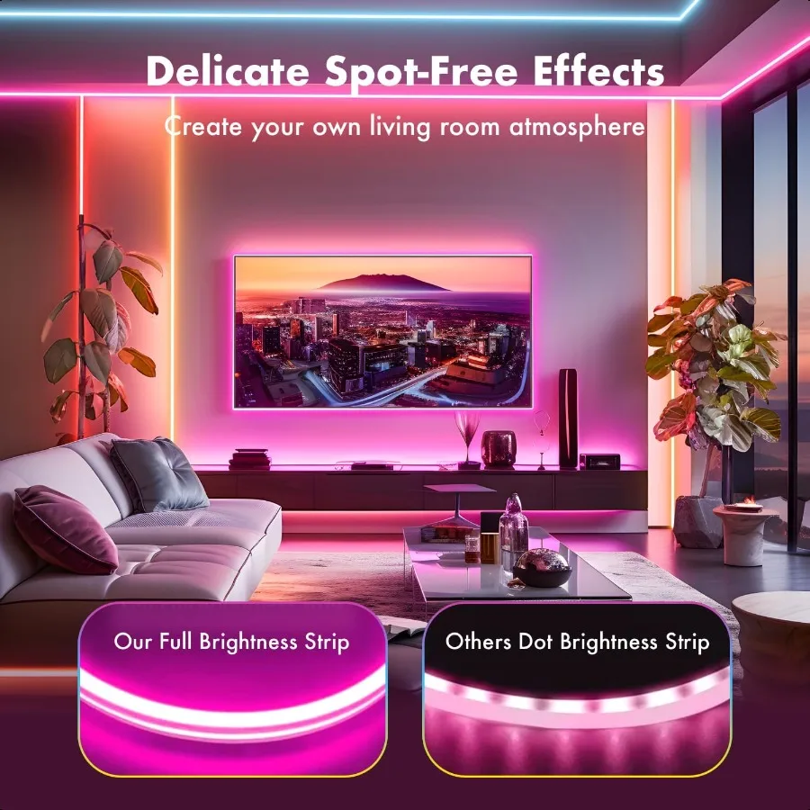 أضواء حبل النيون 16.4FT RGB LED قطاع أضواء App التحكم IR عن بعد في الهواء الطلق IP67 مقاوم للماء مزامنة الموسيقى تصميم مرن ذاتي الصنع fo