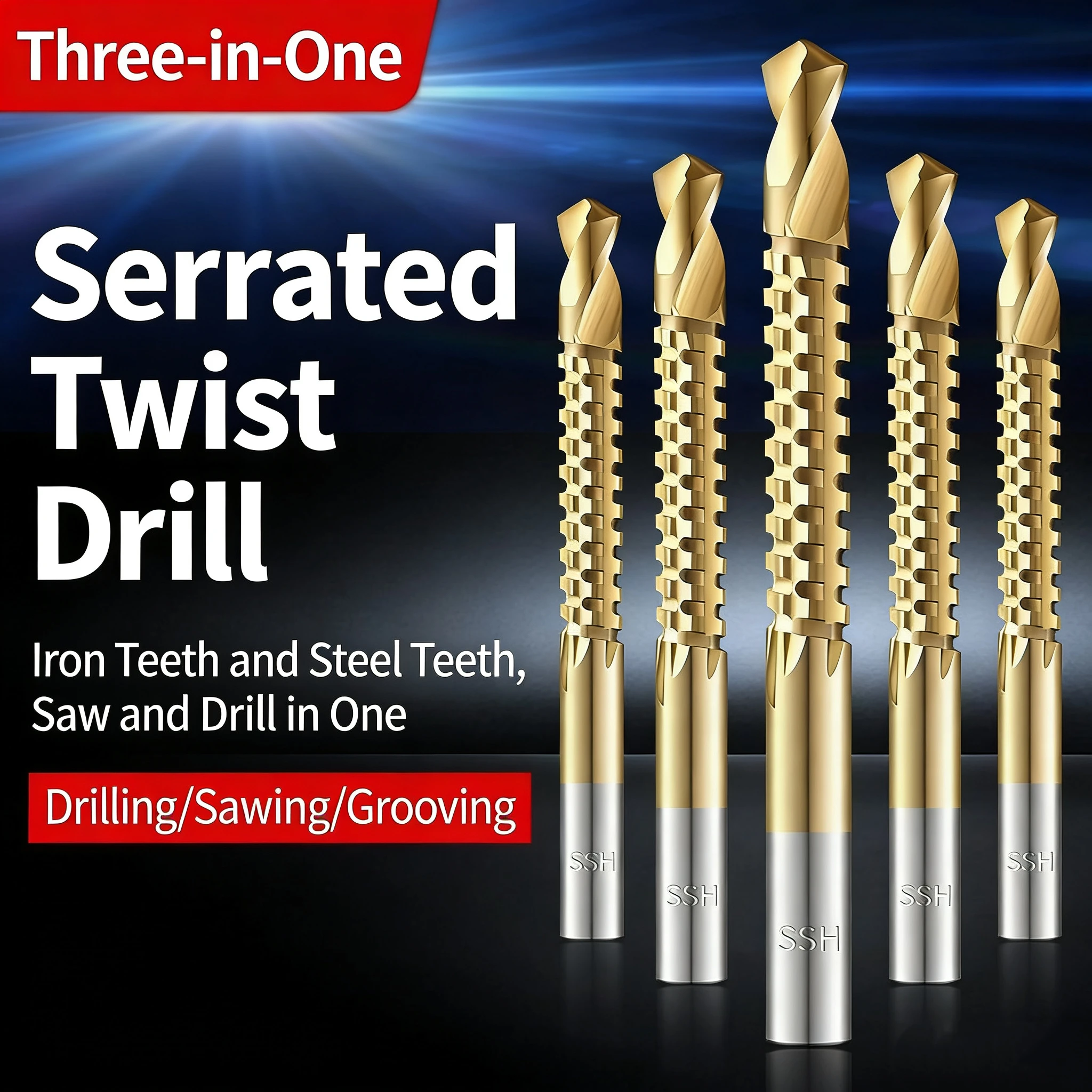 

Home Use 6mm Multi-Functional Sawtooth Drill Bit, Alloy & HSS - High-Speed for Home Woodworking Drilling & Positioning