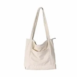 DA-06 Women Corduroy Tote Bag, Large Shoulder Hobo Casual Handbags Big Capacity Shopping Work Bag