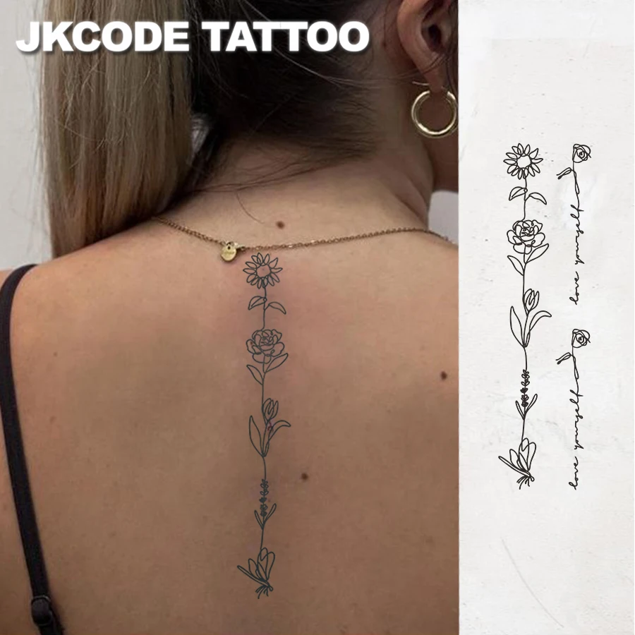 

Waterproof Semi-permanent Tattoos, MINIMAL TATTOO Hands, Simple Design Rose&Leaf, Temporary Tattoos,Spine Tattoo,Lasts 1-2 Weeks