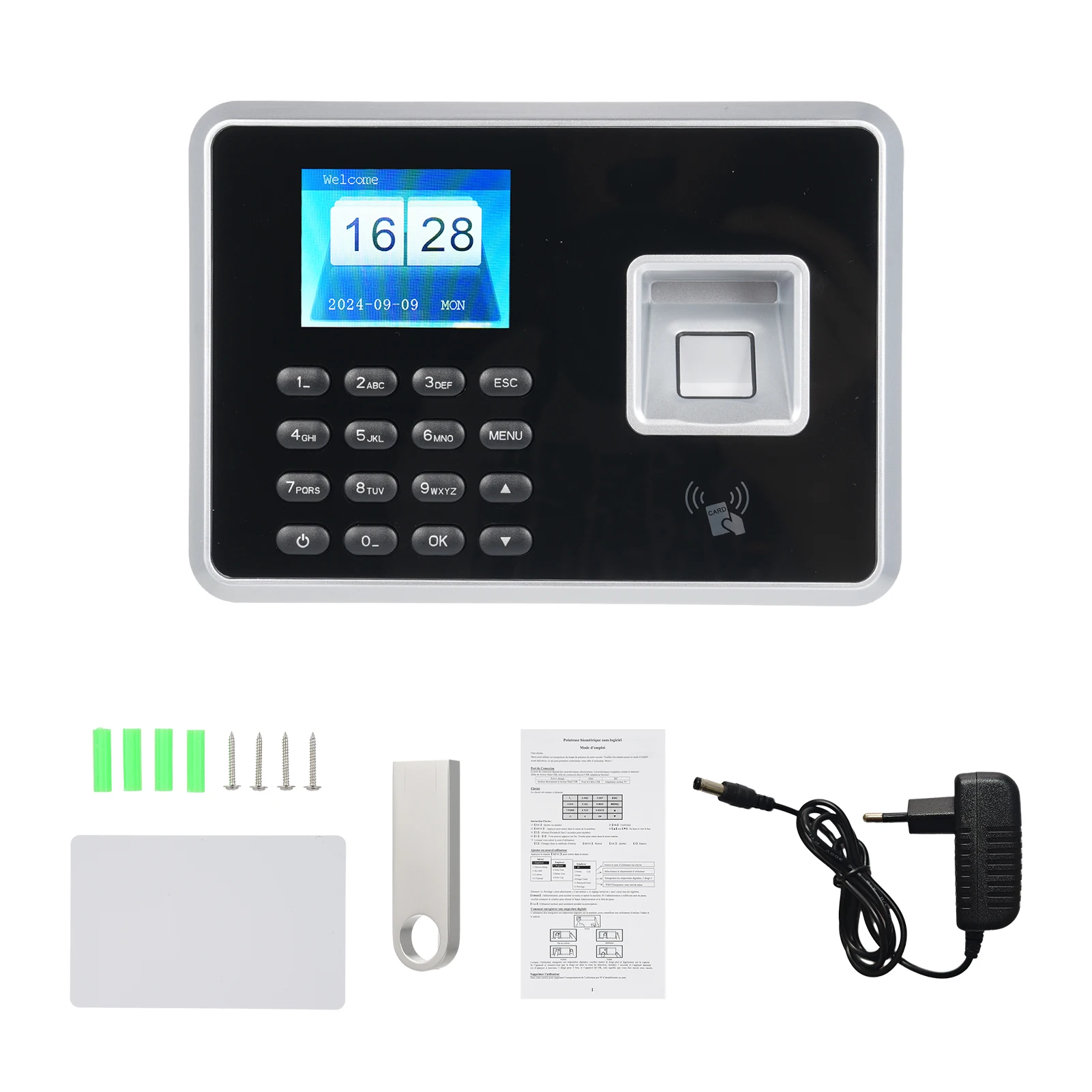 Biometric Time Clock Attendance Machine for Employees Biometric In and Out Punching Support 1000pcs Fingerprint Recognition