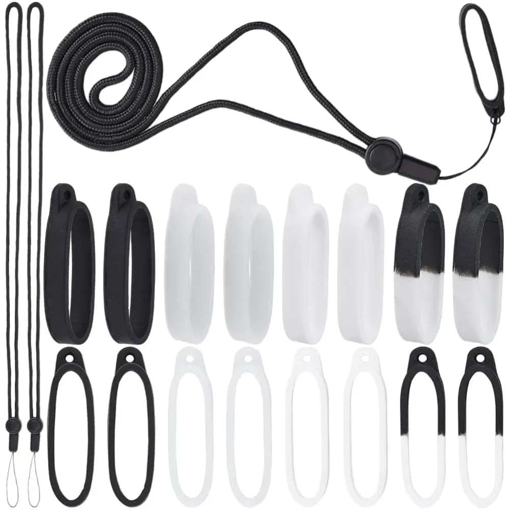 Anti-Lost Silicone Rubber Rings Set 4 Colors 40mm Ring with Adjustable Lanyards Strap Pendant Necklace Fixing Holder making kit